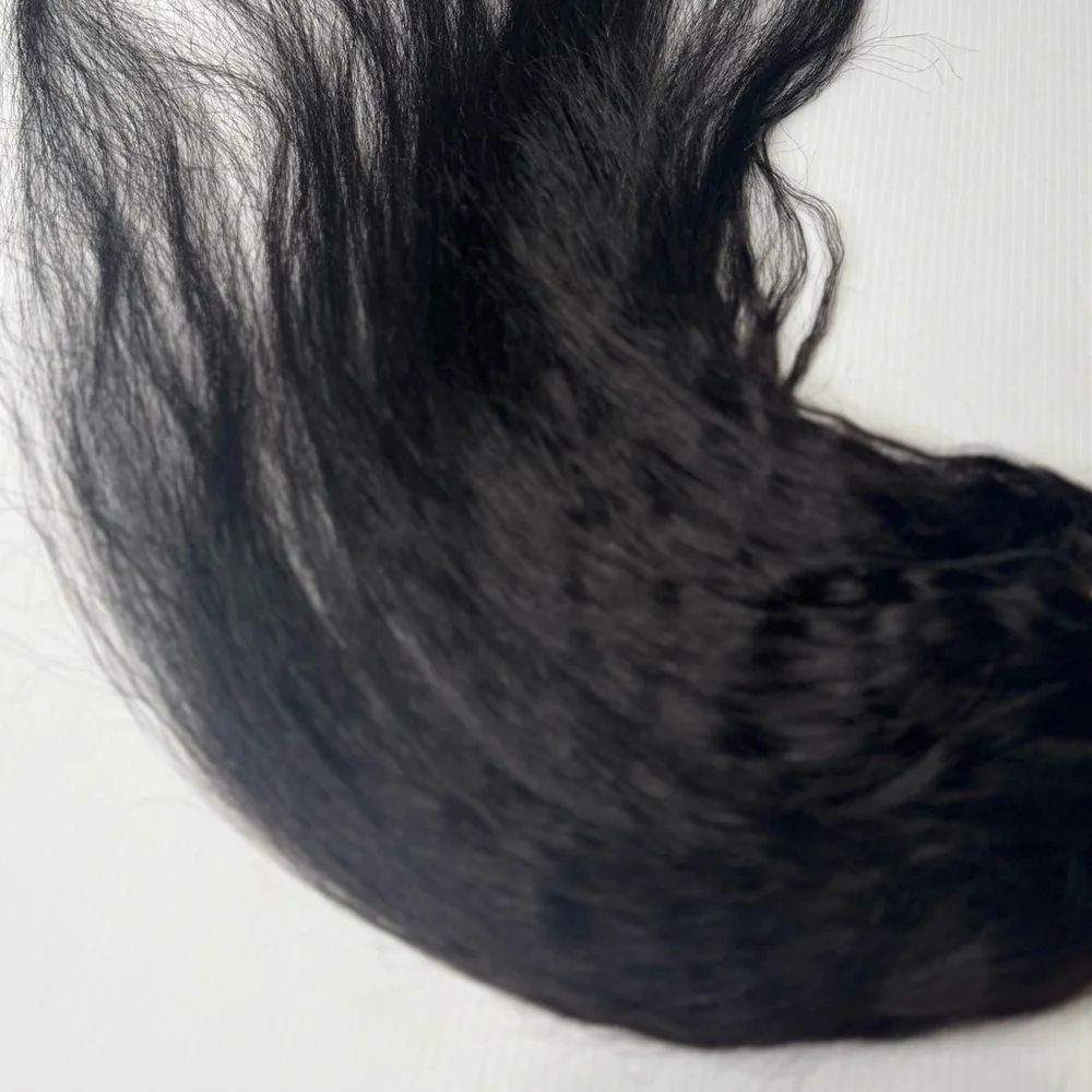 30 in Kinky Straight 100% Human hair  Black Color 50 Grms